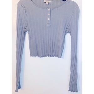 Light Blue Long Sleeved Crop Top